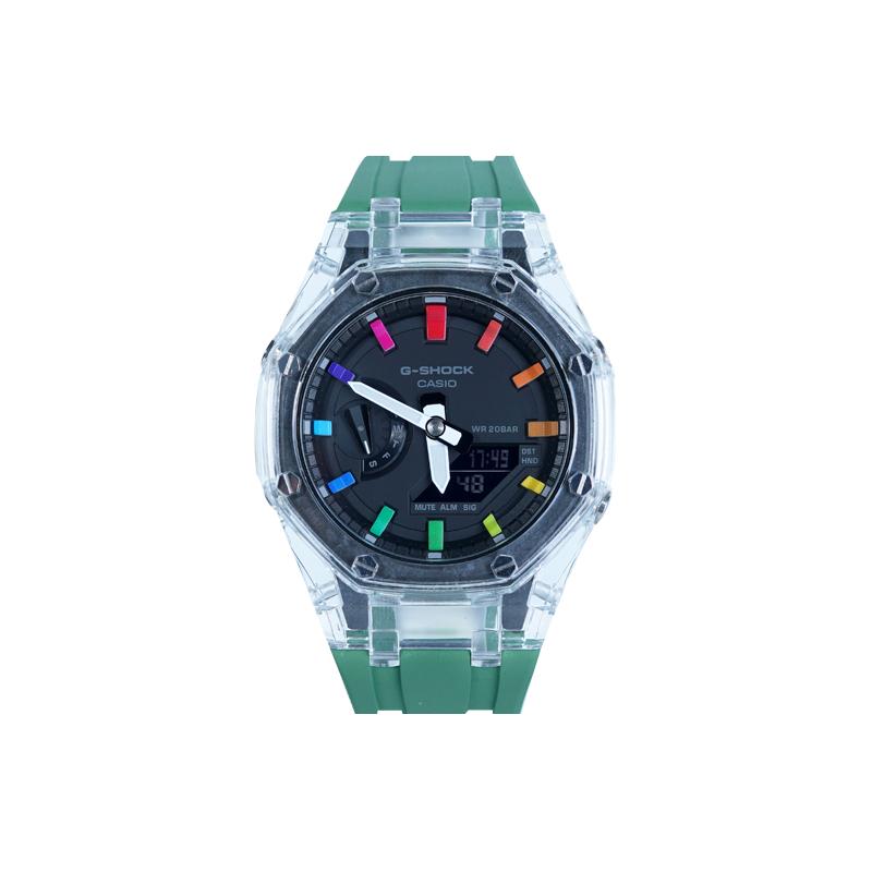 CASIO Men Liquid Crystal/Analog Dual Display Series 48.5mm Black Watch GA-2100-1A-