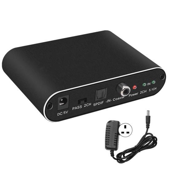 

AY42A 3.0 SPDIF Coxial 5.1 Цифровой аудиодекодер Конвертер Оптоволоконный адаптер 100‑240VUK Вилка 100‑240 В