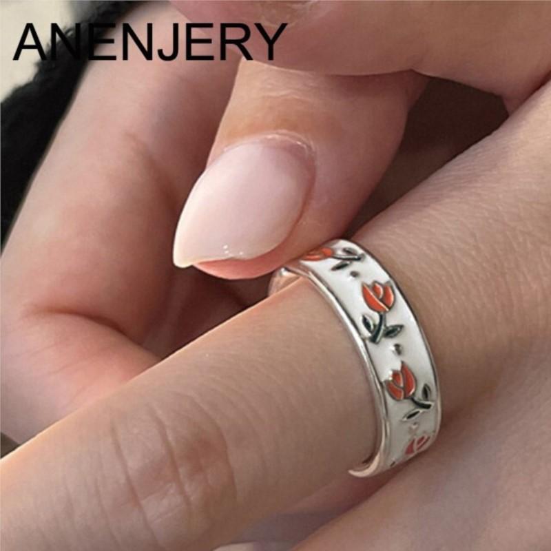 

ANENJERY модные корейские кольца с белыми цветами и тюльпанами для женщин, кольцо на палец с милым цветком, свадебное эстетическое ювелирное украшение