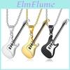 Menwomen For Necklace Guitar Music Lover Gift Blackgold Color Stainless Steel Pendant Chain Hip Hop Rock Jewelry Hmm