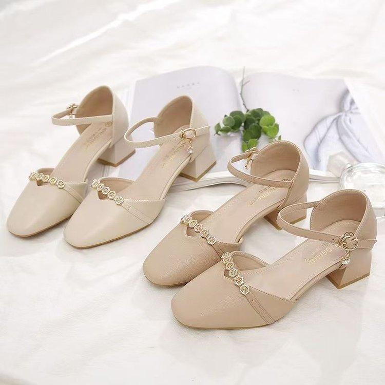 Sandals Female 2025 Spring and Summer New High Heels Summer Fashion Outer Wear Women's Shoes with Skirts Student Non-slip Fairy Single Shoes