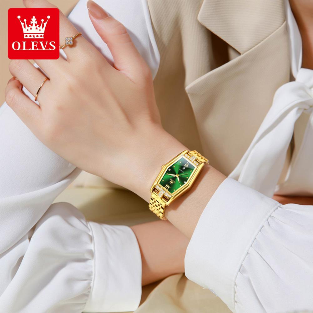 OLEVS Brand Quartz Women's Watch Waterproof Women's Calendar Function Wine Bucket Shaped Watch 3699