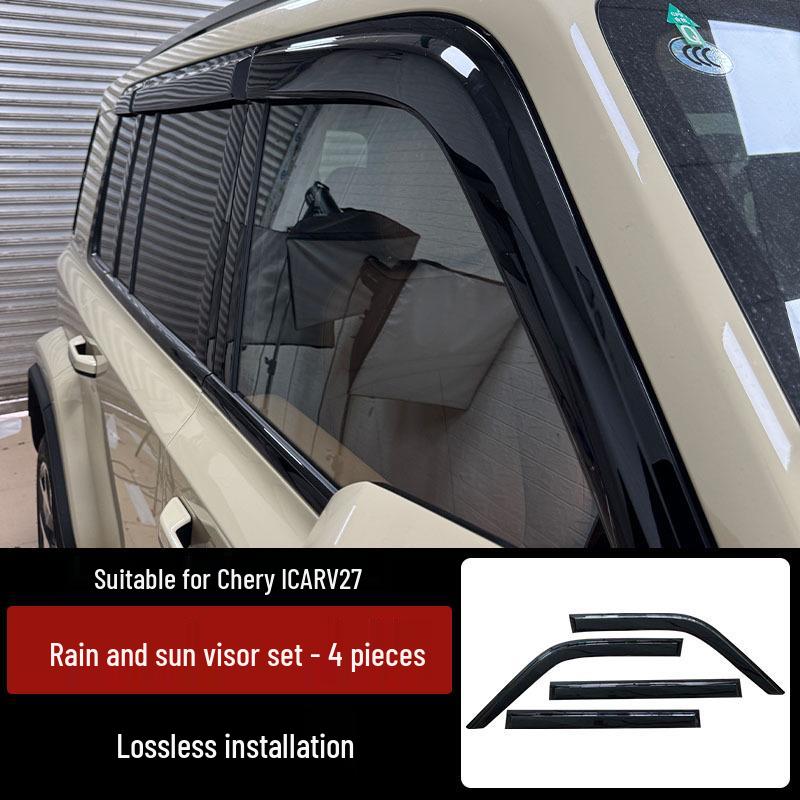 

Chery ICAR V27 Rain & Sun Window Deflectors: Exterior Shields for Rainy Days