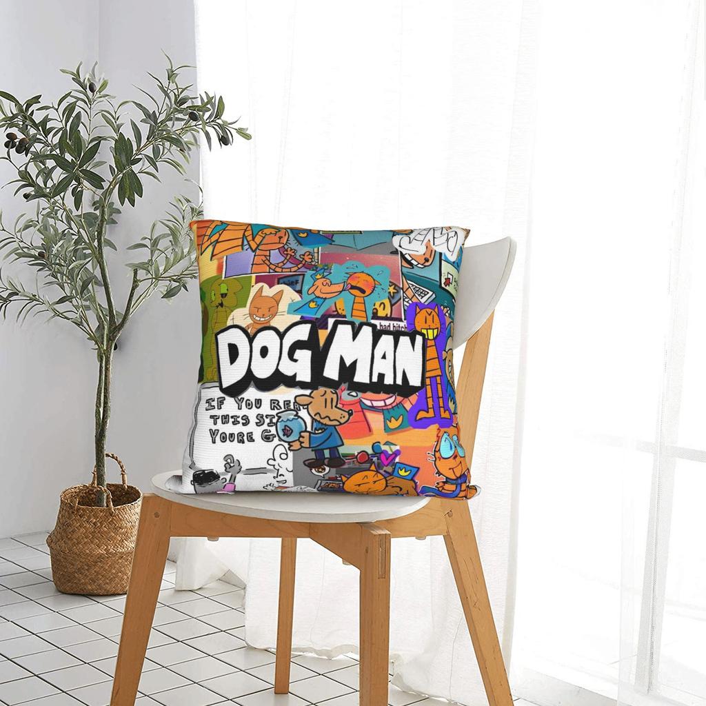 Dog Man Dogman Movie Comic Square Pillow Cases Cartoon Cushion Cover Creative Zippered Decorative Pillowcase for Sofa 40x40cm