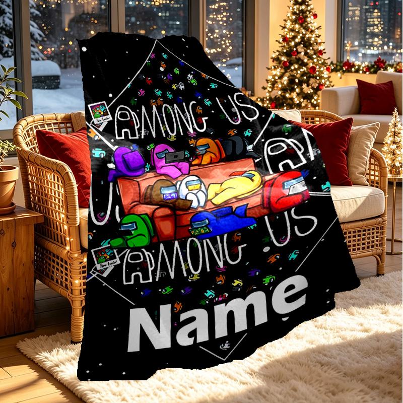 Custom Name Personalized Among Us Print Blanket, Home Decor, Bedroom, Sofa, Camping, Couch, Gifts for Birthday ChristmasEnthusiasts