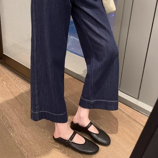 Grape mother flat shoes soft-soled single shoes 2025 spring women's round head with shallow mouth Mary Jane shoes women's high sense