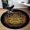 1PC Lotus Mandala Office Round Area Rug, Mat Suitable For Office, Under Office Chairs Bedroom Living Room Home Decor, Room Deco