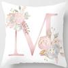 White Pink Alphabet Pillowcase Letter A-Z Flower Pillow Cover Sofa Cushion Cover Home Decor Pillow Cover