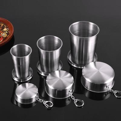 Stainless Steel Folding Travel Cup: Portable, High-Temperature Resistant, Telescopic, Ideal for Outdoor Camping and Drinking Water