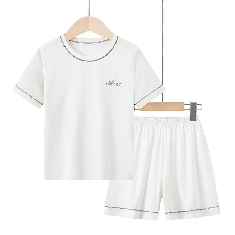 Summer Kids' Modal Pajamas Set: Short Sleeve & Shorts, Parent-Child Matching Homewear, Boys & Girls, Air Conditioning Suit