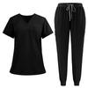 Set da lavoro a maniche corte con scollo a V da donna - Uniforme a due pezzi per il lavoro