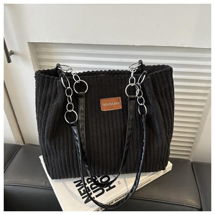 Große, geräumige Cord-Wintertasche, lässig, schlicht und tragbar, Schultertasche