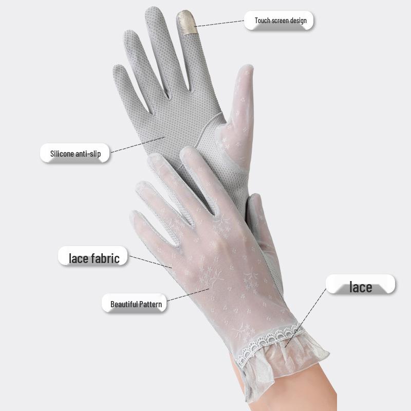 Sommer-Spitzen-Dünne UV-Schutz-Touchscreen-Handschuhe - Atmungsaktiv, Rutschfest, Sonnenschutz für Radfahren & Outdoor
