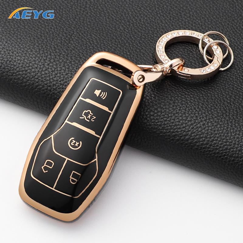Tpu Car Key Cover Case Shell Fob For Ford Fusion F-150 Edge Explorer Mustang Lincoln Mkz Mkc Platinum  F150 Lariat 5 Buttons