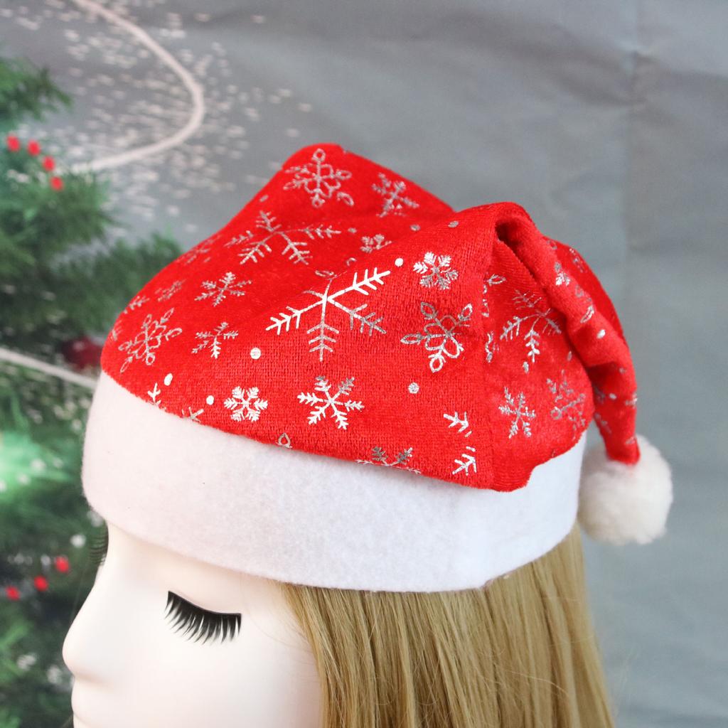Christmas Decoration Red Gold Velvet Print Silver Snowflake Christmas Hat Christmas Make-up Costume Props Christmas Hat