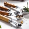 4 Stück Holzgriff Kaffeemesslöffel Edelstahl Backwerkzeug Eis Zucker Salz Gewürz