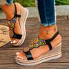 Fashion 2025 Summer Bohemian Style Wedge Heel Sandals Women Thick Sole Non Slip Beach Shoes Woman Colorful Bead Chunky Platform Sandals