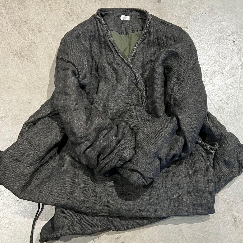 Johnature Damen Chinesischer Stil Gürtel Wintermäntel Einfarbig Langärmlig V-Ausschnitt Vintage Warm Damenmäntel