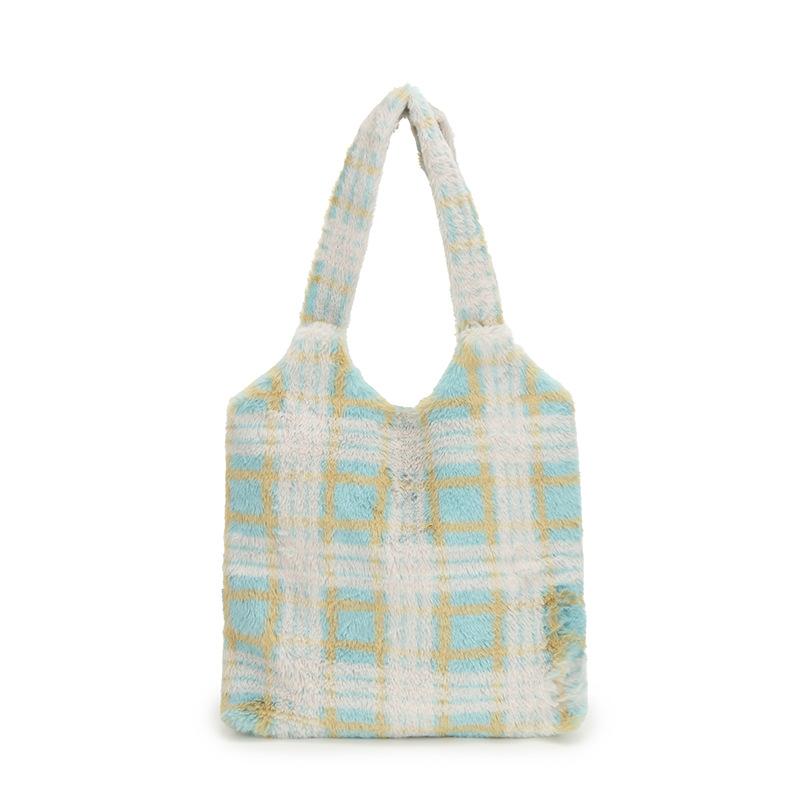 

Large-capacity bag women s spring and summer new Korean version plaid retro literary college student shoulder commuting tote bag зелёный