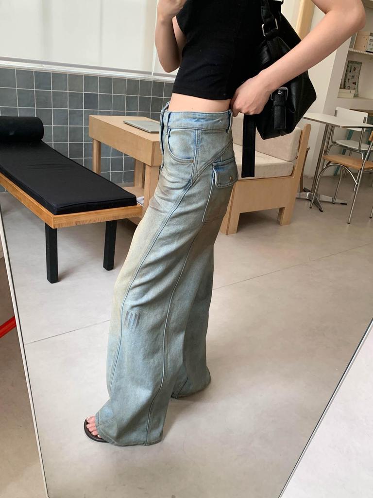 GAGD Women's Stylish Distressed Slim Straight Leg Jeans - "Improved Dirty Jeans" American Retro High Street Style