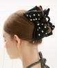 Vvv Satin Dot Double Ribbon Hair Clip _ Black