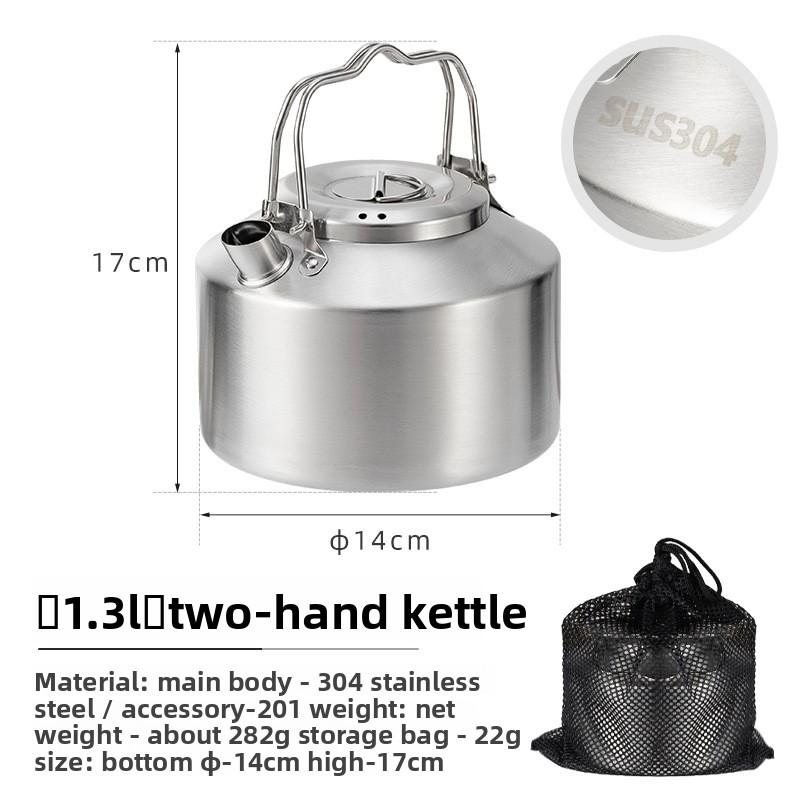 NOBANA &CLS Outdoor Camping Large Capacity 1.5L/1.3L Kettle 304 Stainless Steel Picnic Portable Teapot Self Driving Coffee Pot