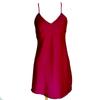 Women's Red V-Neck Spaghetti Strap Nightgown with Chest Pads - Ice Silk Pajamas for Spring and Autumn
