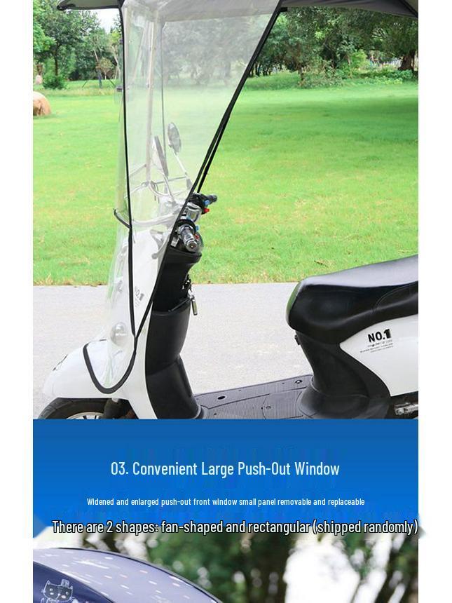 Toldo Impermeable y Protector Solar para Coche con Parabrisas Engrosado para Bicicletas Eléctricas y Triciclos