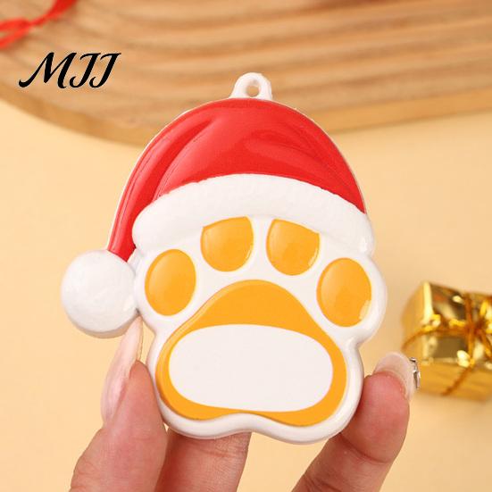 Small Gift for Pet Lovers Resin Christmas Ornament, Cute Cat Paw/Bone Shaped Xmas Tree Hanging Decoration Decorative Pendant Holiday with Santa