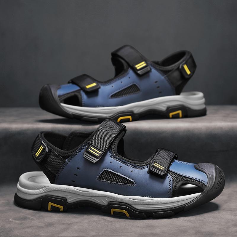 Pánské letní boty z pravé kůže, nové velké velikosti, pánské sandály, módní venkovní, plážové boty s protisrážkovou špičkou, rychleschnoucí, Roma boty