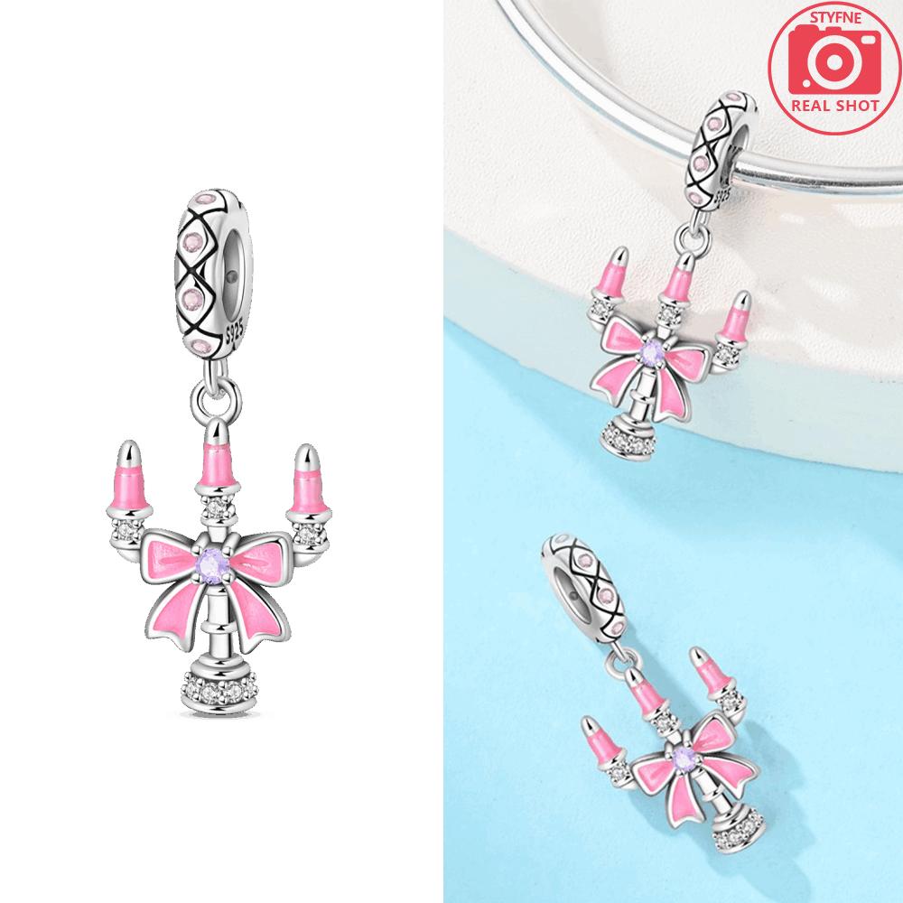 Original Copper Romantic Love Pendant Wings Pink Heart Butterfly Knot Beads Fit Bracelet Women Jewelry Diy Accessory Gift