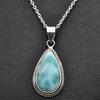 Handmade Larimar Gemstone Solid Pendant Necklace 925 Sterling Silver Women Jeweley