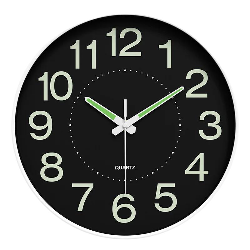 10 Inch Modern Glow in The Dark Wall Clock Non-Ticking Silent Movement Night Light Clock Decorative for Home Living Room Office