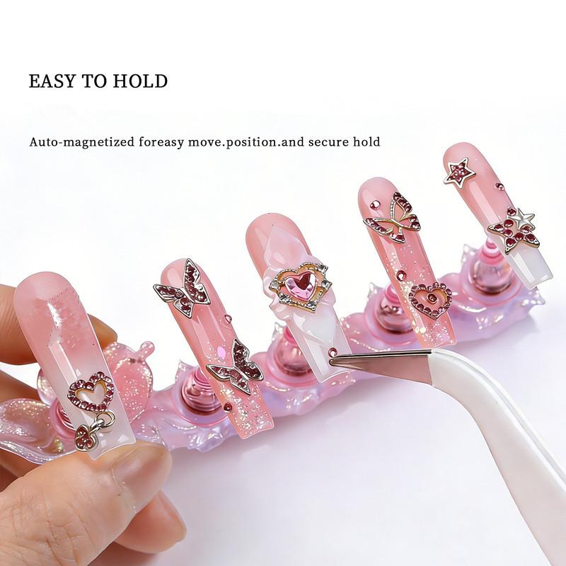 1 Set Lotus Laser Aurora Ice Clear Magnetic Nail Tip Display Stand For Manicure Press-On Nail Training Acrylic Showing Shelves