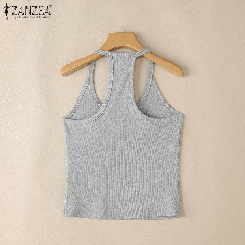 ZANZEA Women Summer Casual V-Neck Tight Sleeveless Cropped Tank Tops