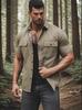 Men's Short-Sleeve Outdoor Multi-Pocket Breathable Shirt
