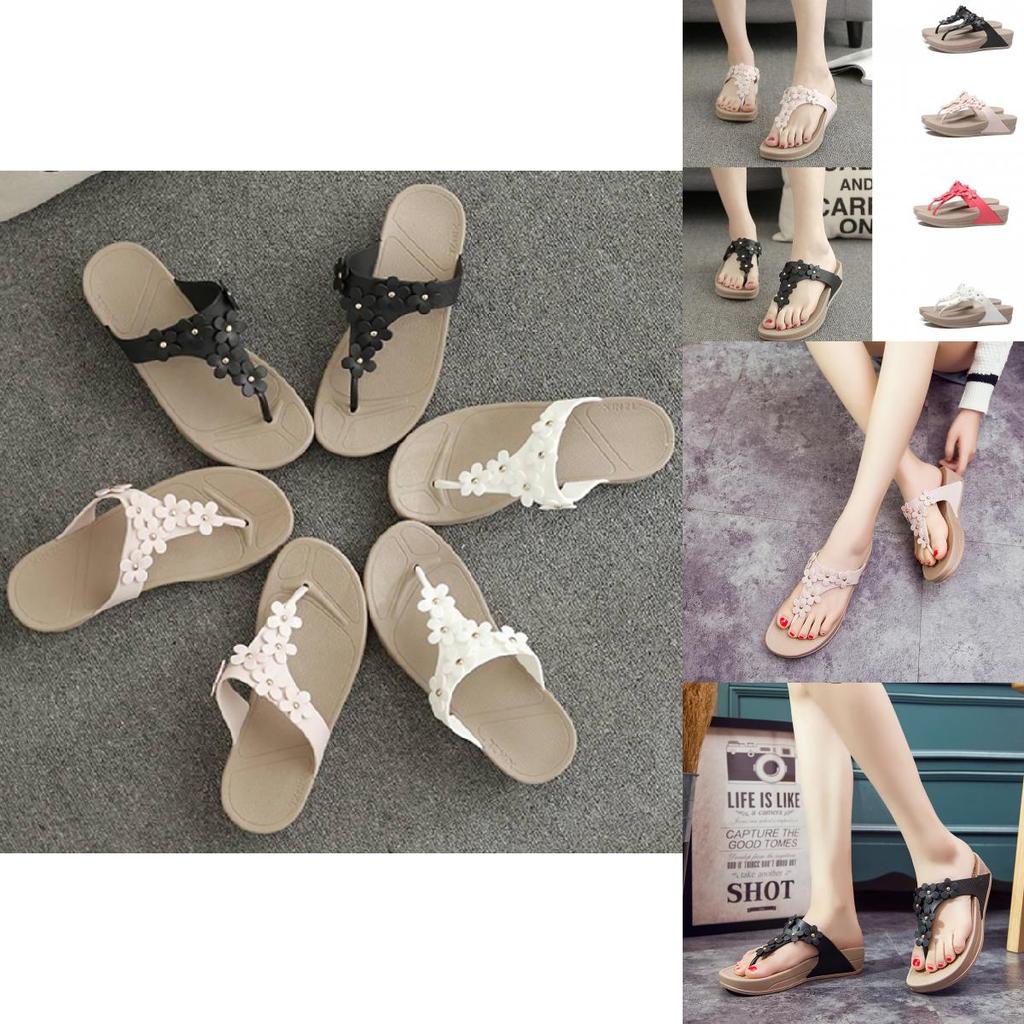 2024 Stylish Summer Wedge Flip Flops For Women Comfortable Beach Sandals With Thick Sole