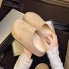Comfortable casual shoes platform bag head half slippers velvet boken shoes loafers autumn and winter wear soft-soled slippers women's shoes