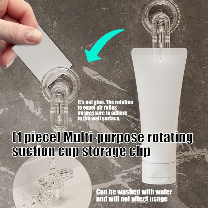 Space Saving Rotating Clip With Suction Base Water Resistant Bathroom Organizers Secure Grips Household Storage Solution