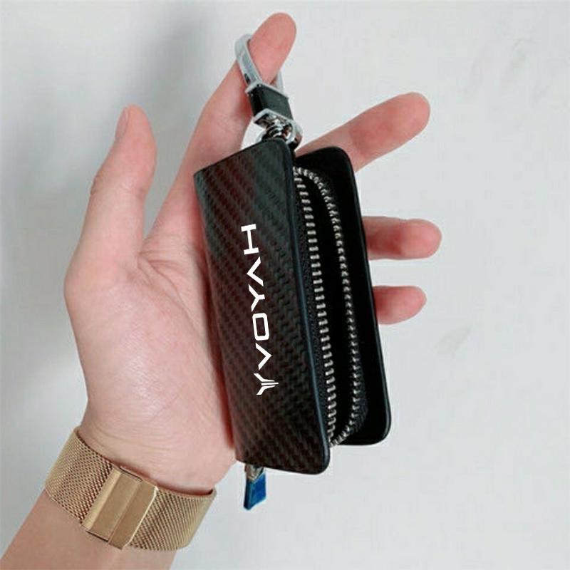 Carbon Fiber Car Key Chain Holder Case Cover Bag For Dongfeng Voyah Free Passion 2023 2024 Auto Accessories