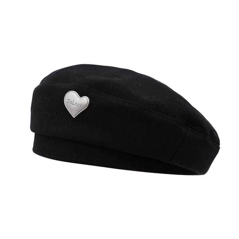 Elegant Cotton Heartpatterned Beret For Women Fashionable Accessory Fall For