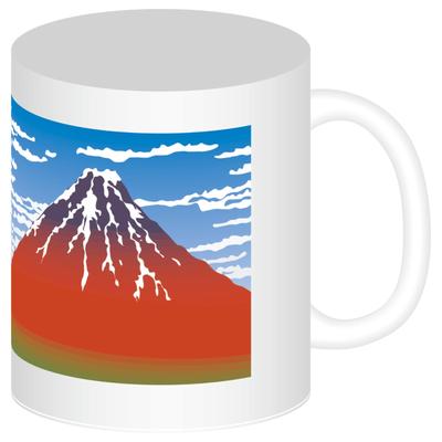 Artec Japanisches Souvenir Japanisch Katsushika Hokusai Roter Fuji 92903 Tasse, Muster, Becher, Weiß, 350ml,