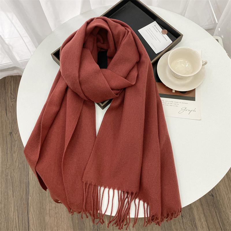 Luxury Brand Solid Women Cashmere Scarf Autumn Winter Warm Shawls Wraps Men Pashmina Tassels Scarves Female Foulard Poncho Stole