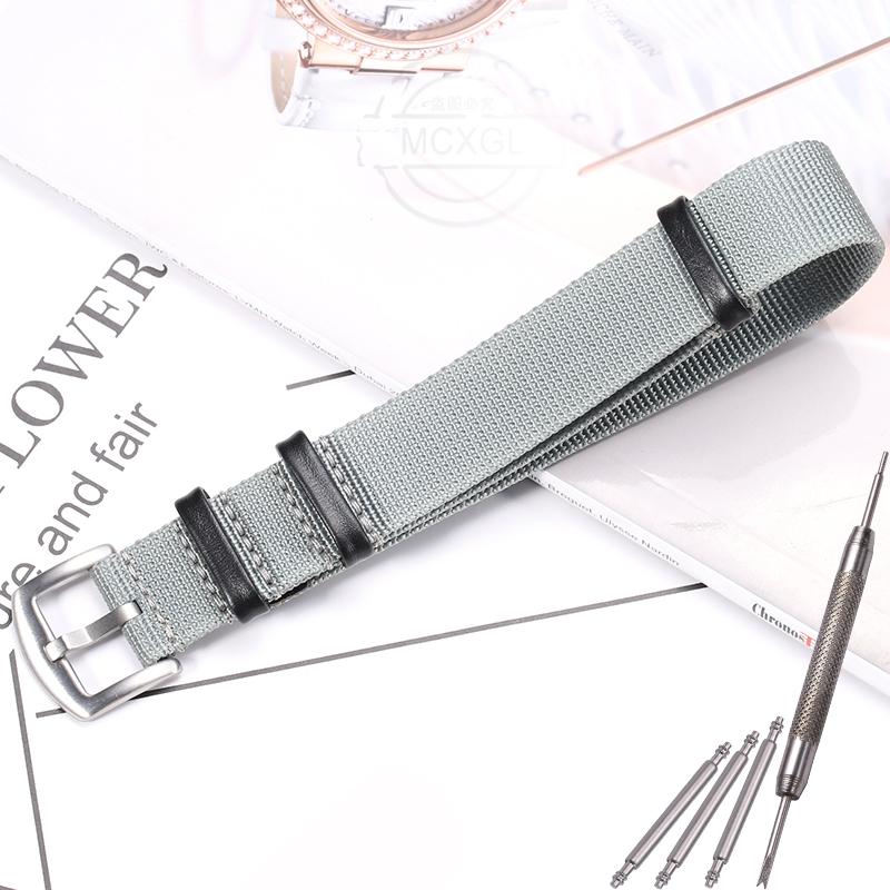 20mm 22mm Fashion Nylon Catch Leather Strap Men Women Canvas Watchband Bracelet Replacement Wrist Watch Accessories