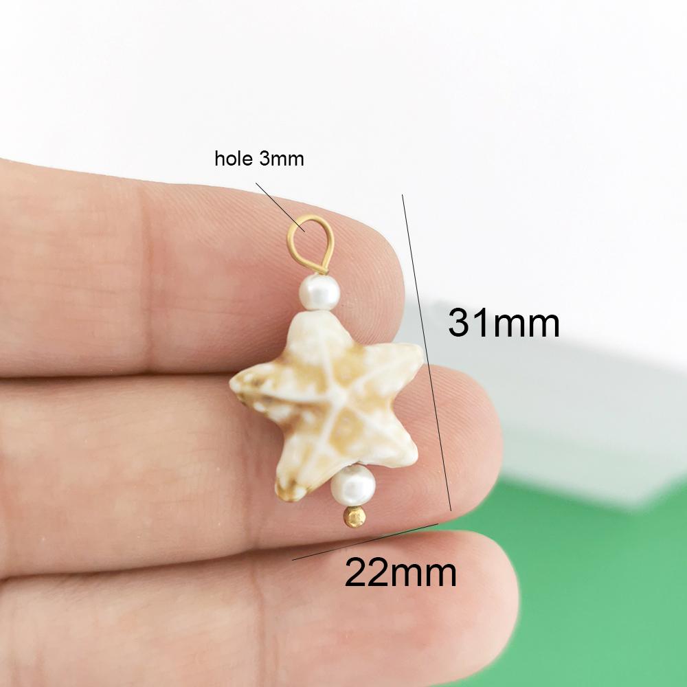 1pc Ceramics Pendant Charm Fish Heart Flower Conch Star Fruits Necklace Stainless Steel Geometric Imitation Pearl