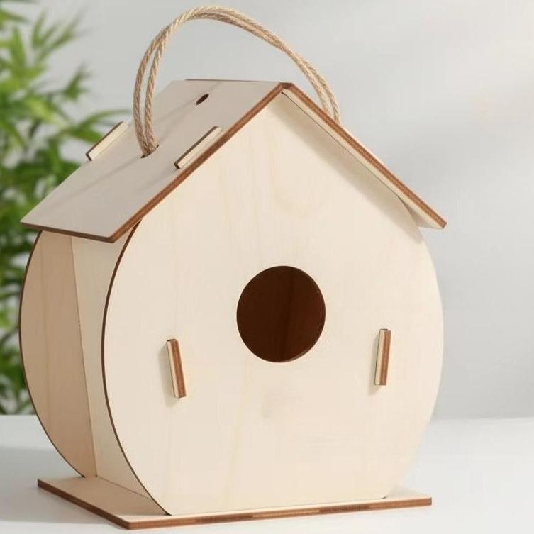 

Natural Wooden Birdhouses & Bird Nest Set, Outdoor Garden Bird Shelter Cage, Battery-Free & Eco-Friendly