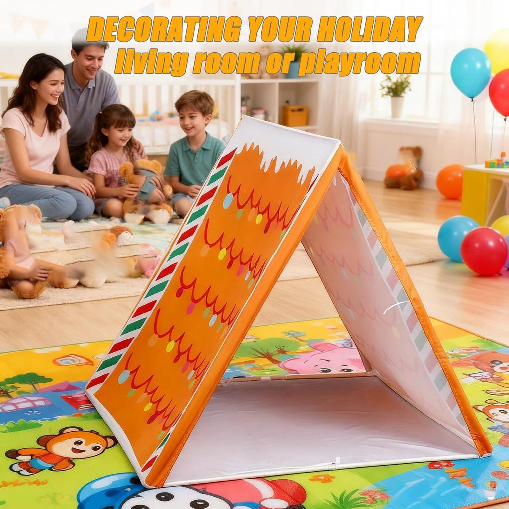 Gingerbread Christmas Tent Playhouse – Festive Kids Play Tent For Indoor Decoration, Holiday Gift, And Christmas Party Display