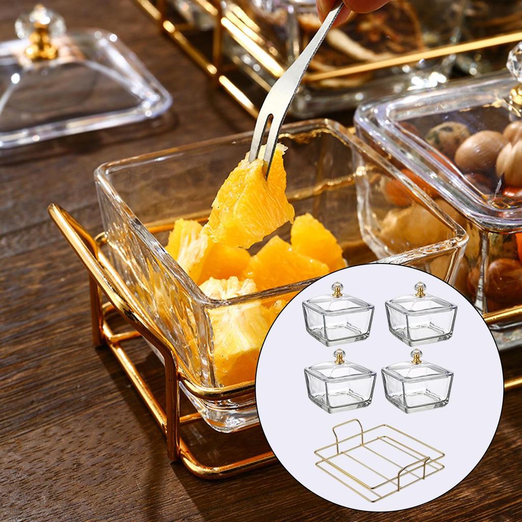 Geteilte Obstplatte Vorspeisen Serviertablett Snackschalen Mehrere Fächer mit Deckel Kreativ Klar
