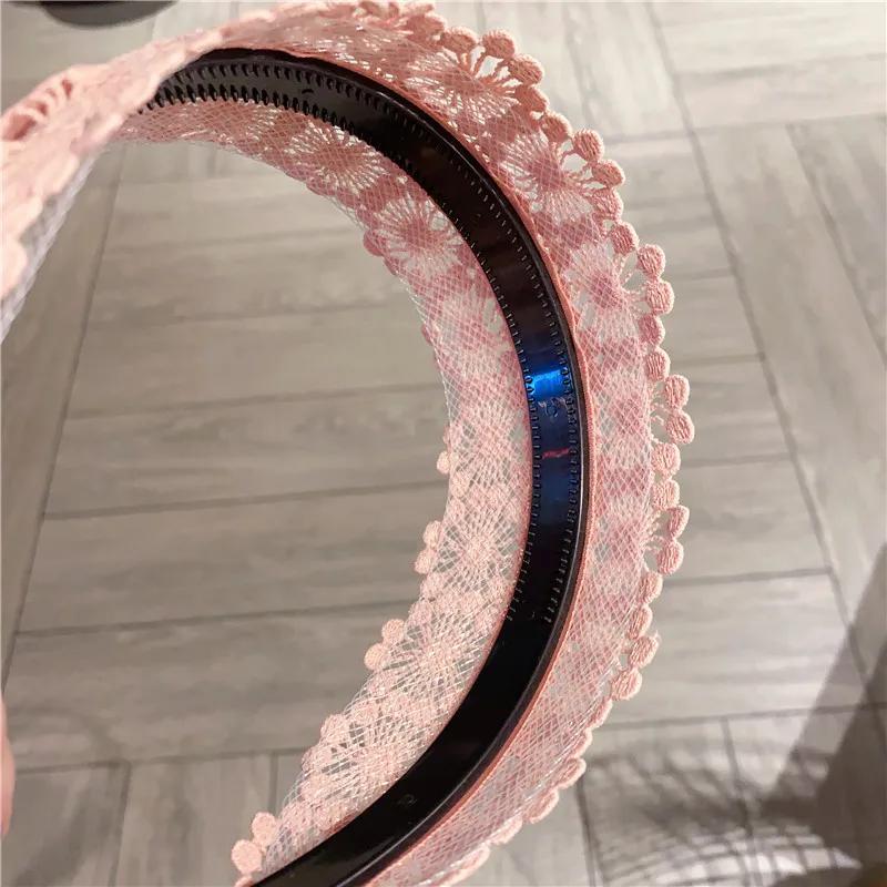 Bentișă de Dantelă Lată cu Margine Diademă Păr Sparge Floarea Soarelui cu Dinți Bandă Anti-alunecare Modă Accesorii Păr pentru Femei