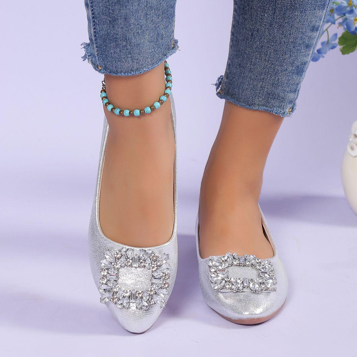 

Летние новые туфли на плоской подошве с квадратной пряжкой «Водяной бриллиант», с женственным характером, с открытым верхом, универсальные женские туфли 42